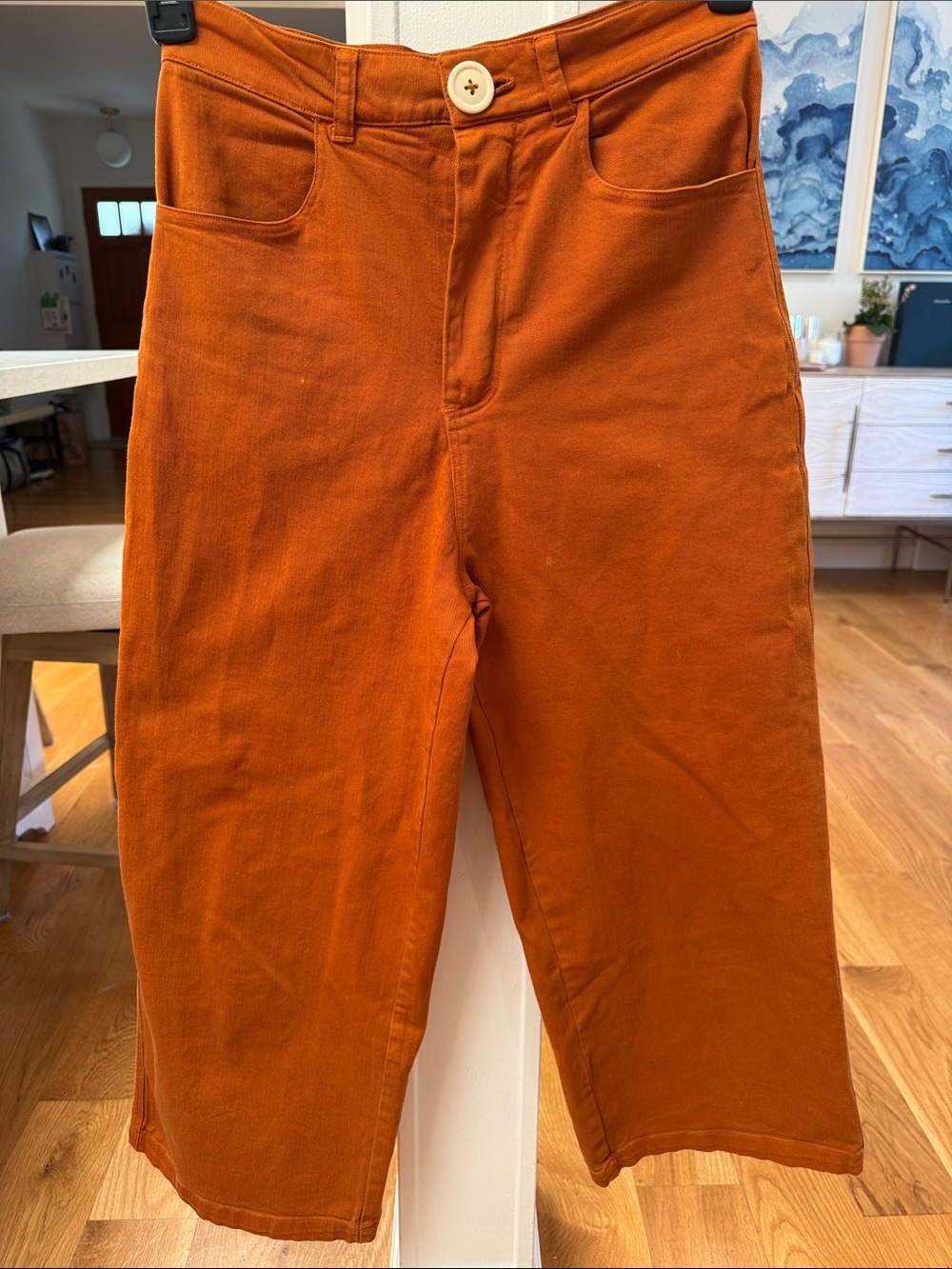 Whimsy + Row Burnt Women's Orange Wide Leg Pants Made in USA (S)